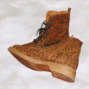 Time and Tru Leopard Print Boots Combat Size 11 Animal Print